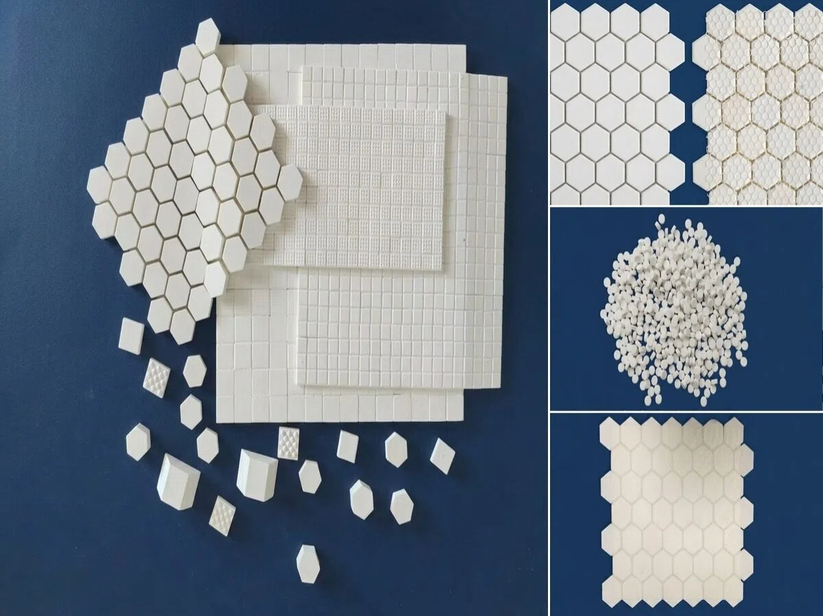 Alumina Ceramic Liner Tiles - Flat and hexagonal ceramic tiles for industrial wear protection