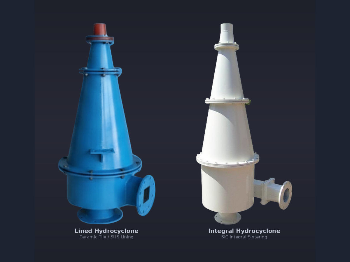 WearTech ceramic lined hydrocyclones - alumina and silicon carbide cyclone liners for mining and mineral processing